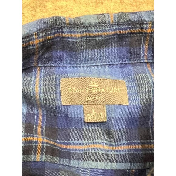 L.L. Bean Bean Signature Slim Fit Blue Plaid Button Down Shirt Large - Picture 4 of 8